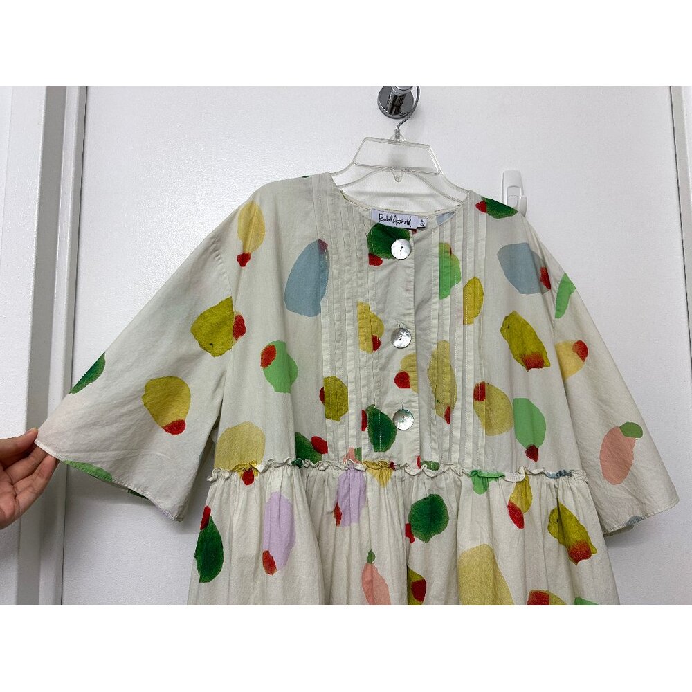 Rachel Antonoff Filthy Martini Olive Print Howard Babydoll Mini Dress L - Picture 6 of 15